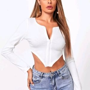 Zip-Up Asymmetrical Crop Top